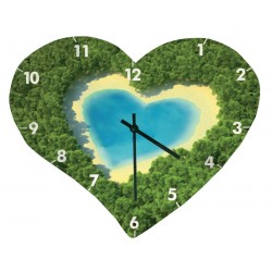 Horloge murale en verre lisse, en forme de coeur, Taille 245 x 200 mm