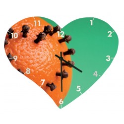 Horloge murale en verre surface structurée, en forme de coeur, Taille 355 x 285 mm