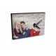 Horloge de table en MDF Blanc brillant, 200 x 140 mm, Couleur du cadre Noir