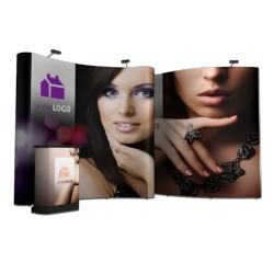 Stand parapluie mini - double face - courbé - 3 x 3 - PVC